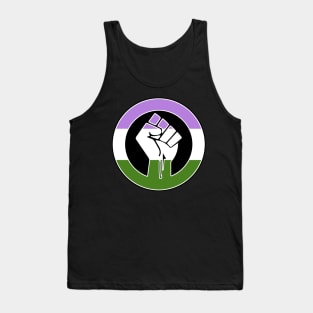 Black Lives Matter Fist Circled LGBTQ Flag Genderqueer Tank Top